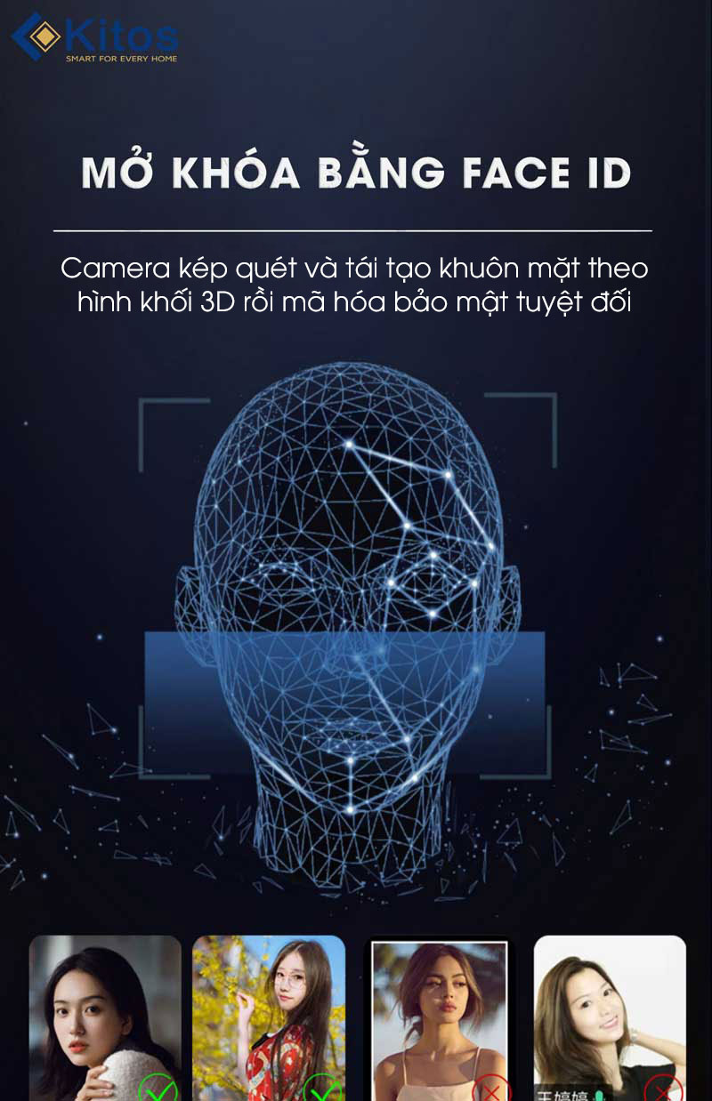 Khóa cửa vân tay Kitos KT X8 FACE ID