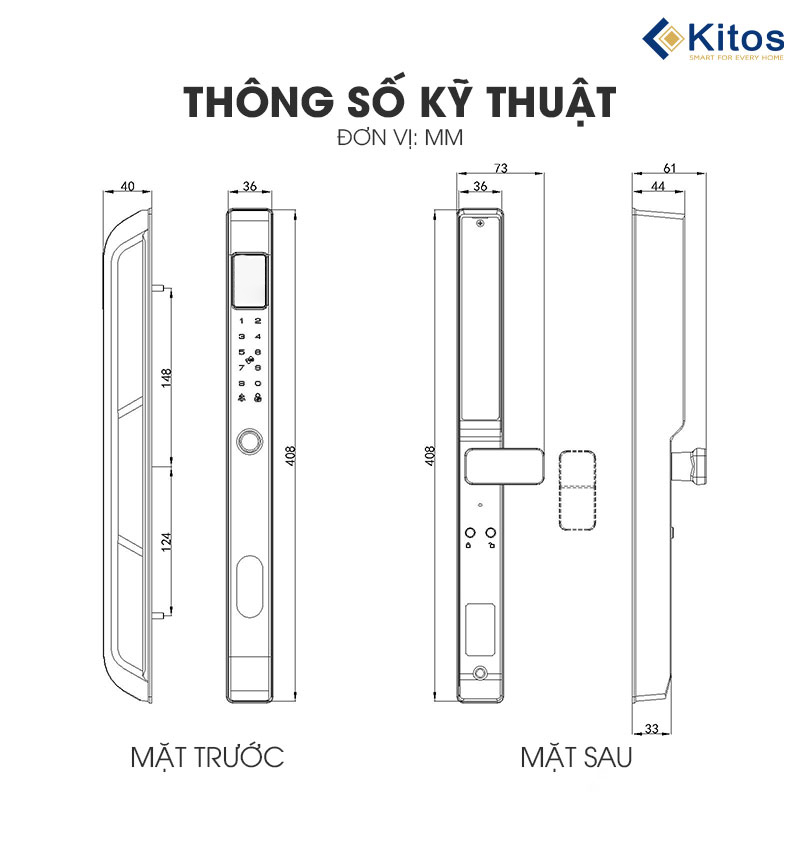 Khoá vân tay cửa nhôm Kitos ALP3 Pro 14 Kitos ALP3 Pro 1