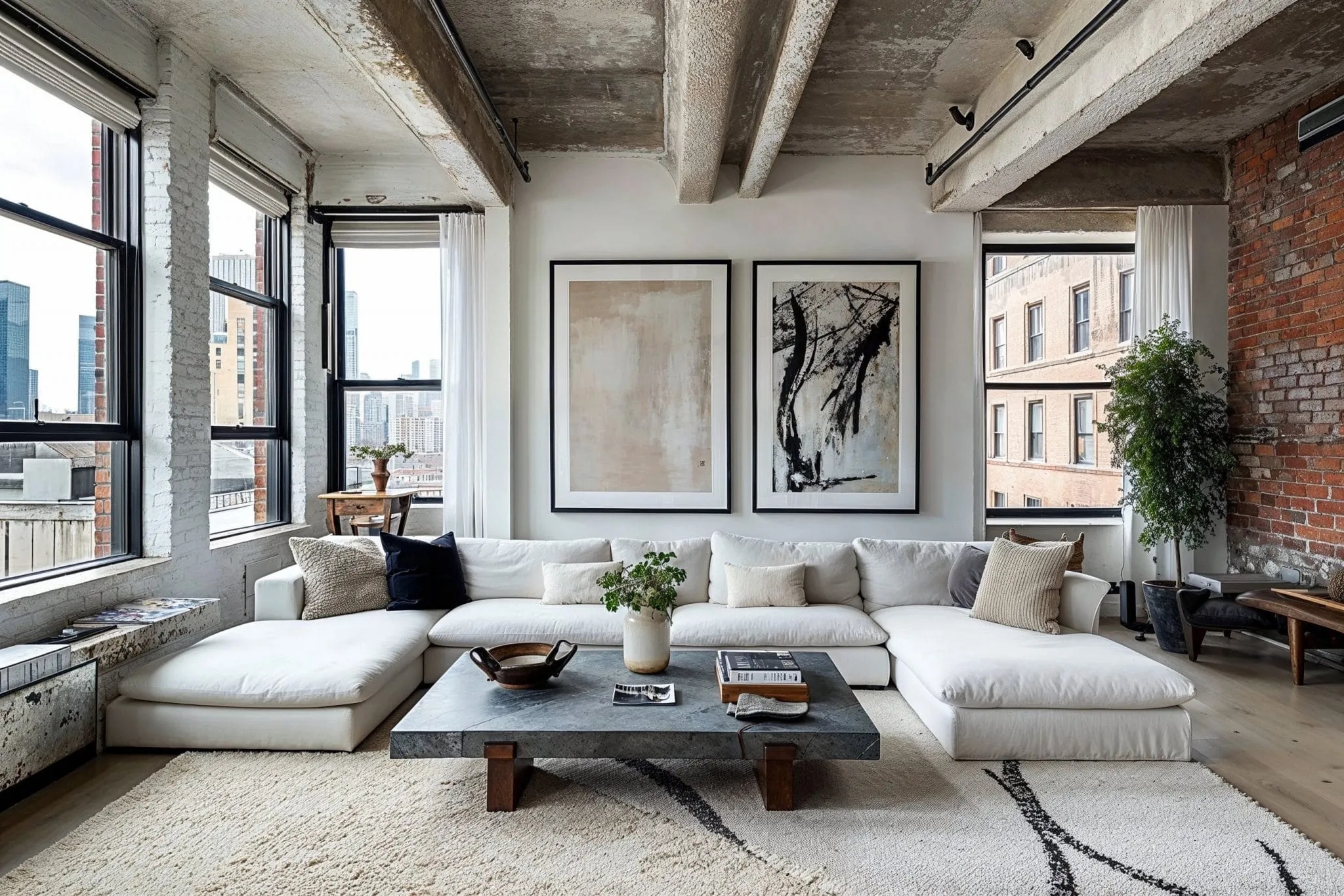Modern loft living room with raw industrial chic design by DECORILLA 2048x1365 1