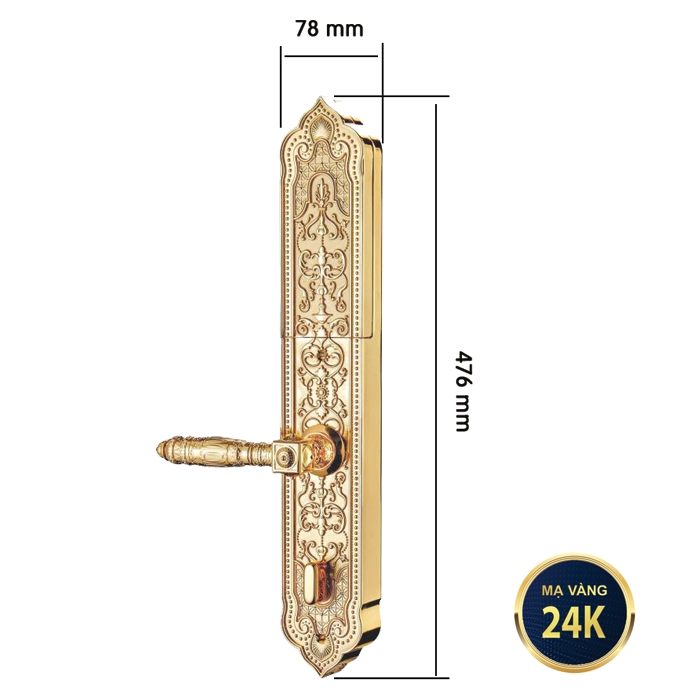 Kawa KDS05 – Khóa Cửa Đại Sảnh Tân Cổ Điển Mạ Vàng 24K 6 Khóa đại sảnh tân cổ điển KAWA-KDS.05