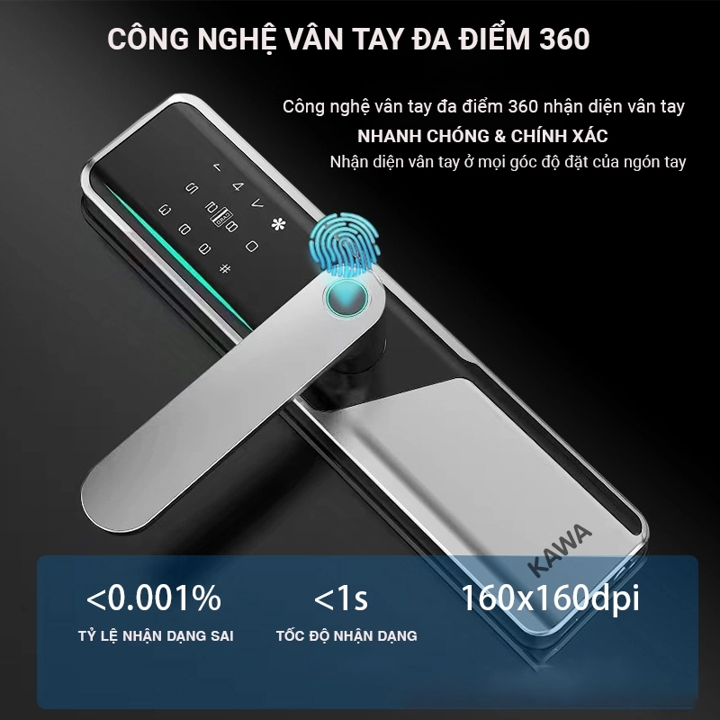 Khóa cửa vân tay KAWA- K208 9 khoa van tay kawa k208 4