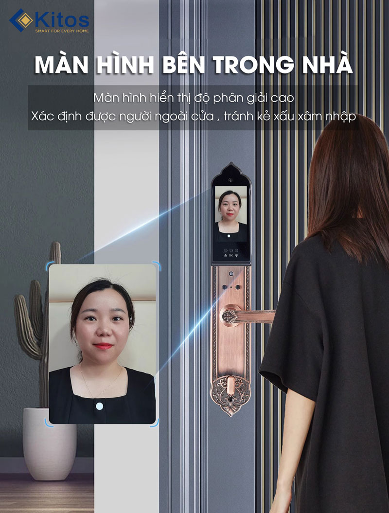Khoá cửa thông minh Kitos C600 FACE ID Tân Cổ Điển