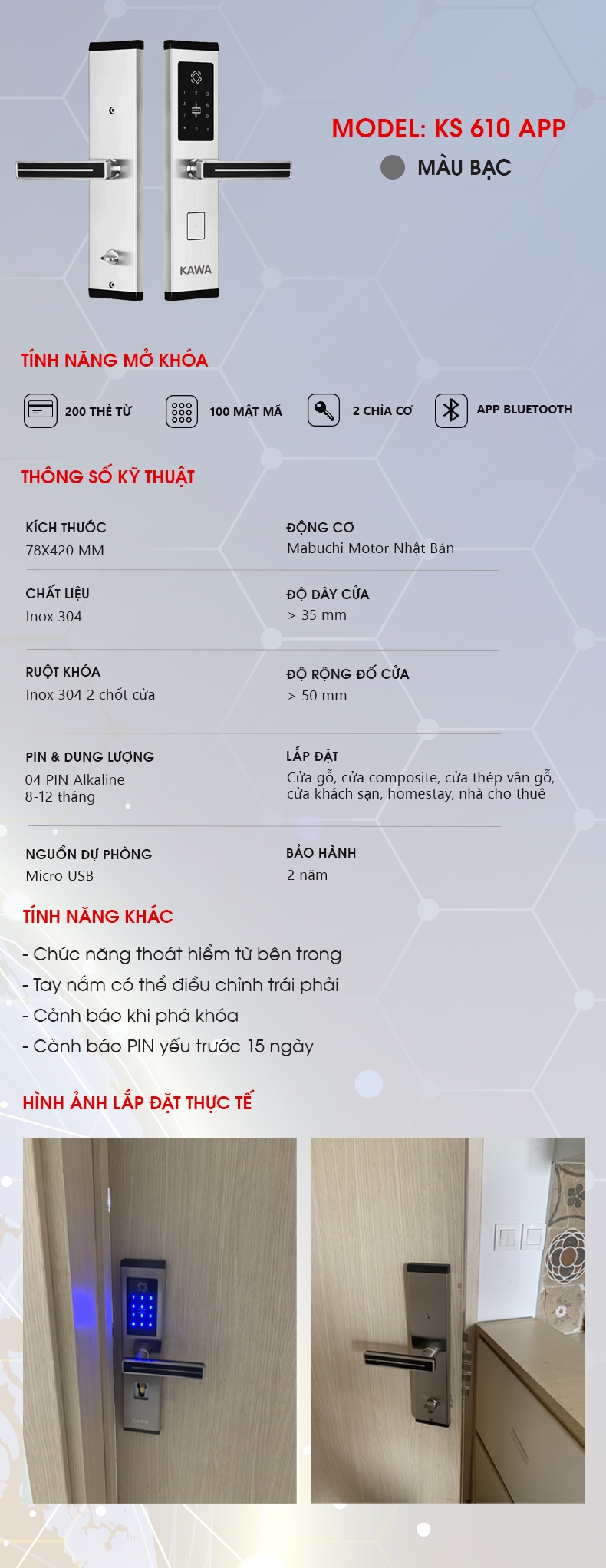 Khóa mã số KAWA-KS.610 Plus