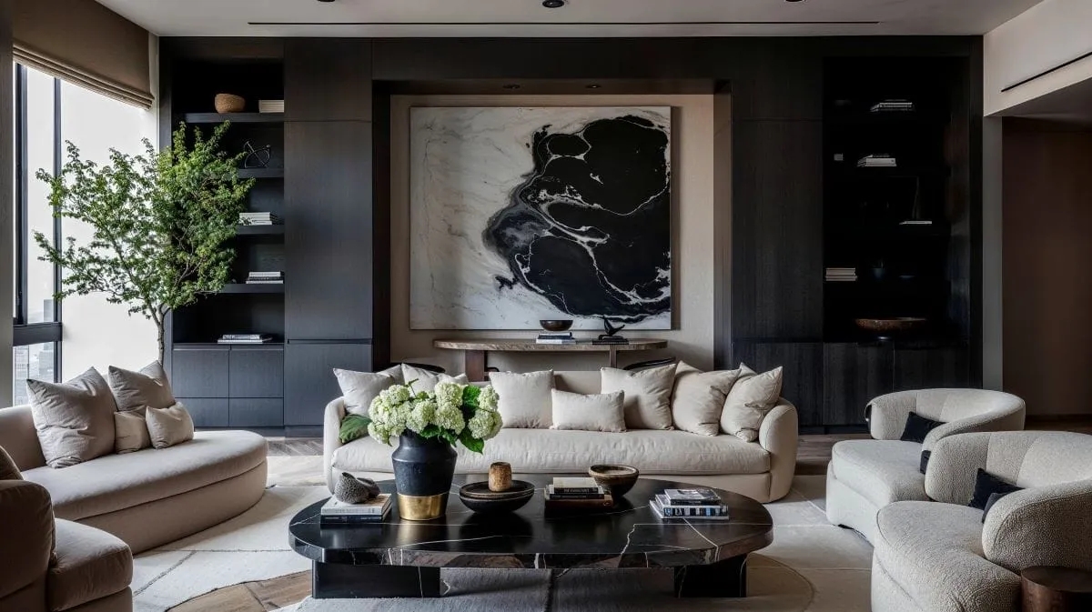 luxury in a contemporary living room by Decorilla